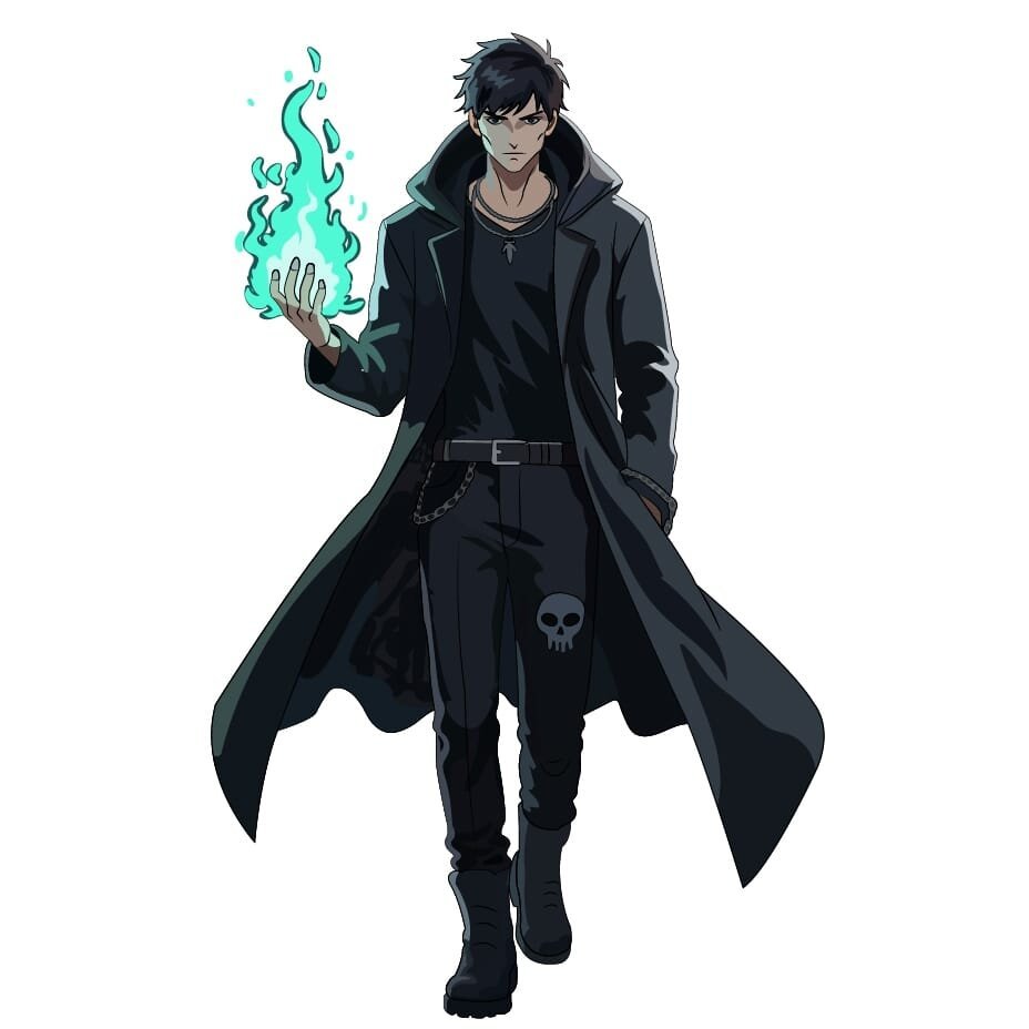 Fire mage single character design on clean background